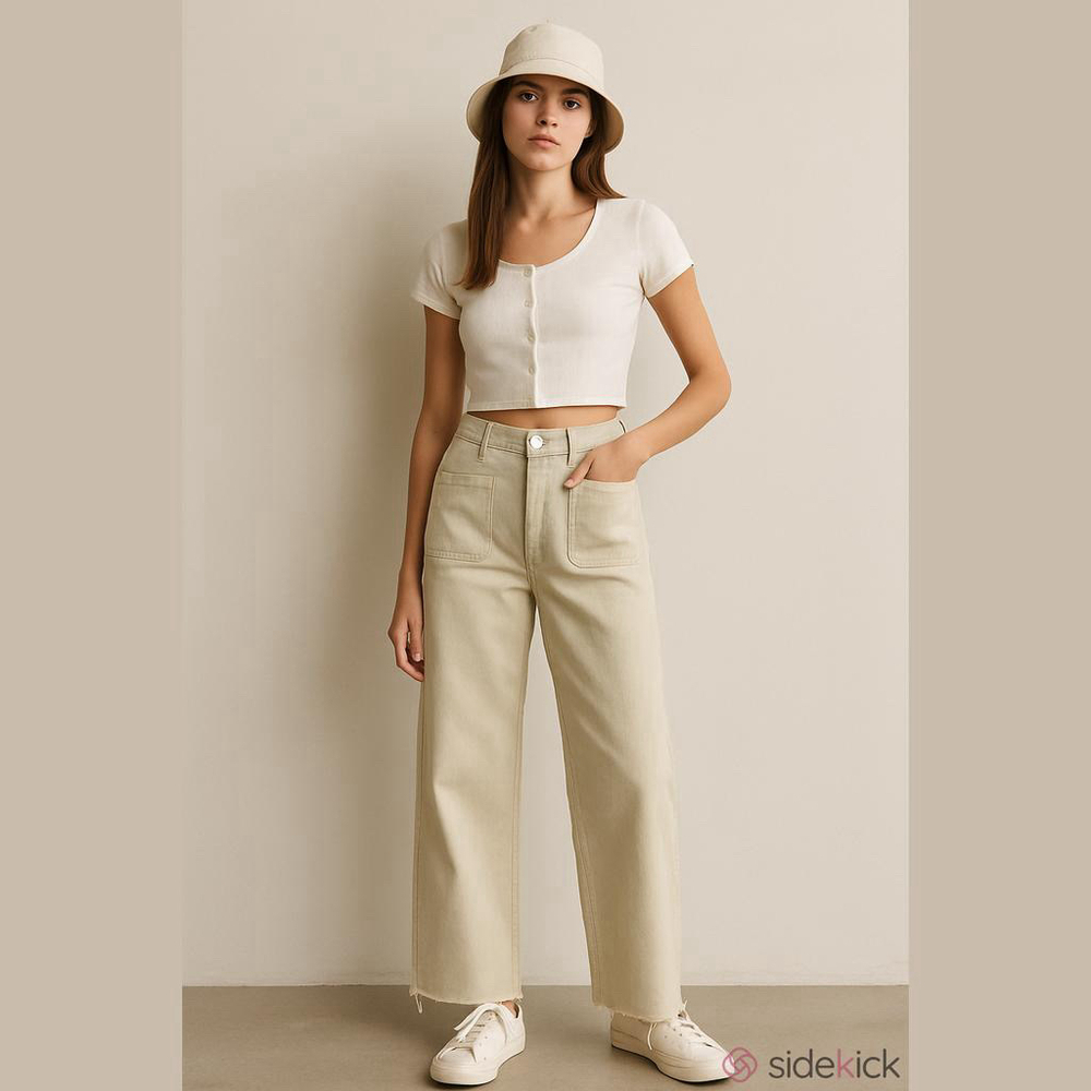 OAT New York Beige Wide Leg Jeans Size 29